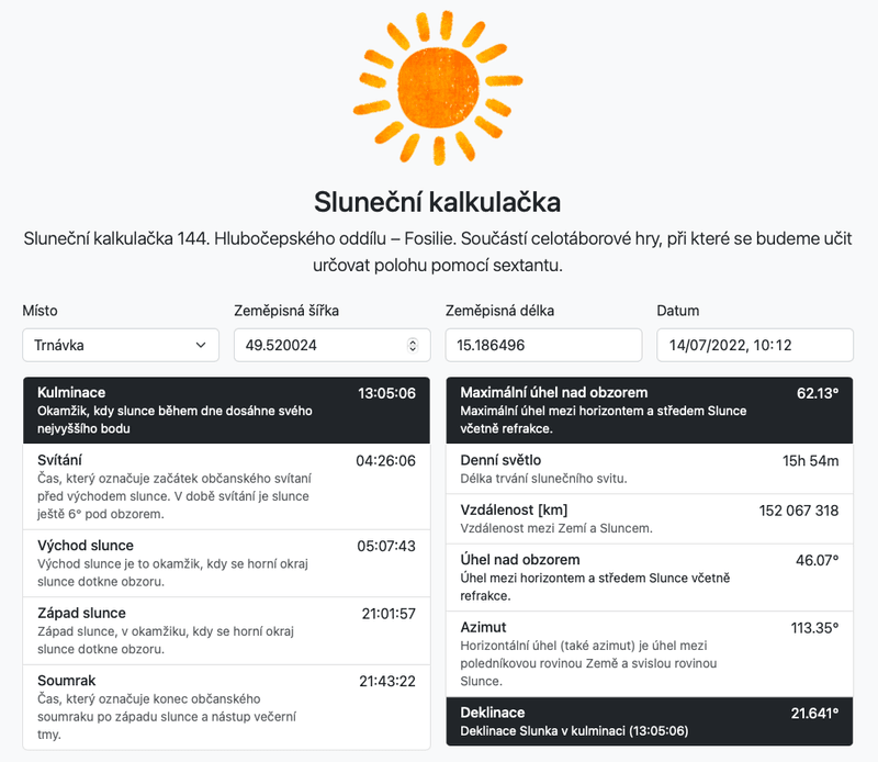 Sluneční kalkulačka